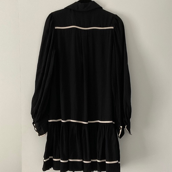Zimmermann Black Long Sleeve Dress with White Accents - Picture 2 of 4